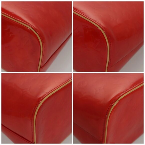 LOUIS VUITTON Monogram Vernis Houston Hand Bag Red M91092 LV Auth 117572 - Picture 14 of 16